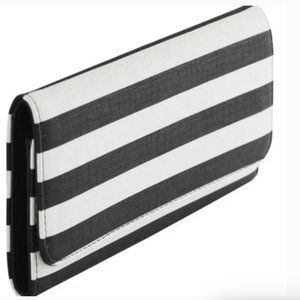 Wallet Vegan Leather Like New Kut From the Kloth Black White Striped Trifold